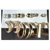 6 pair Goldtone/Pearl/Clear stone Fashion 6 pair Goldtone/Pearl/Clear stone Fashion