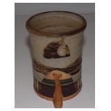 Handmade Pottery Ugly Face Coffee Mug Cup w/ N