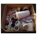 Box Lot of Vintage Sewing Thread and Sewing