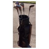 (5) Vintage Wooden Head Golf Clubs w/ Carrying