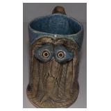 Handmade Pottery Ugly Face Snail Coffee Mug Cup -