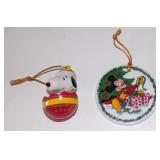 (2) Christmas Ornaments - Snoopy Red Egg &
