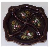 Vintage Japanese Redware Pottery Moriage Flowers