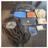 Adidas waist bag , assorted wallets, Harley