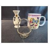 Oak island NC butterfly cup, metal heart mini