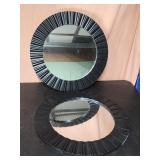 Two 20" black round wall mirrors home decor