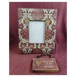Decorative picture frame and Bless Our Home wood