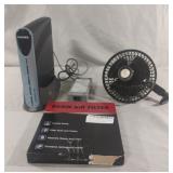 Hughes box, cabin air filter, car portable fan