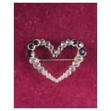 Rhinestone Heart Brooch