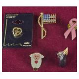 Rhinestone Flag Brooch and Misc. Pins
