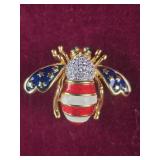 Joan Rivers Patriotic Bumble bee Brooch