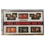 Vintage Hand-Decorated 3 piece Lacquerware Tray