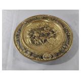Vintage Brass Repousse Tavern Scene Maker