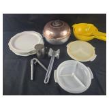 Plates, Strainers, Bun warmer, Tupperware and