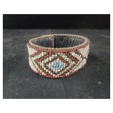 Adjustable Beaded Cuff Bracelet- snap closure