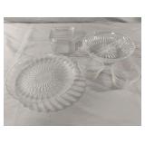 Glass divided serving plate, 2 fruit cups and