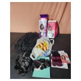 Faux hair and rollers, hair pieces
