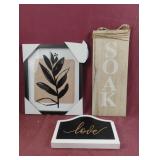 Love, Soak and flower wall decor