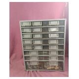 Metal organizer with contents