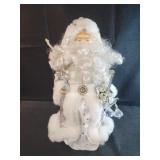 13" Santa tree topper white and silver