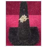 14kt G.E. ESPO ring with clear stones - sz 7