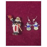 Patriotic Santa and Snowman earrings