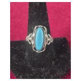 Sterling ring with Turquoise Stone - sz 10.5