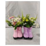 Plastic rain boots flower decor