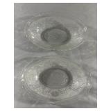 Lot of 2 Anchor Hocking Tiara Clear Glass Oval