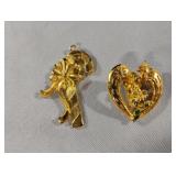 Gold tone charm and Nativity Scene pin