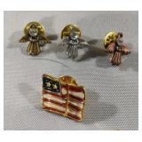 Angels and American flag pins