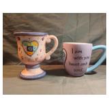 Ceramic cups, ashtray and candle holder