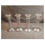 Silver painted glass candle holders