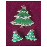 Christmas Tree brooch/pendant and Matching