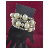Faux Pearl and silver color wrap Bracelet