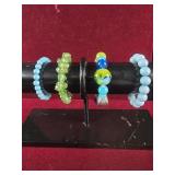 Blue and Green Colored Stretch Bracelets