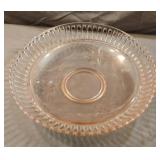 Vintage Pink Glass Bowl Centerpiece Open Slats