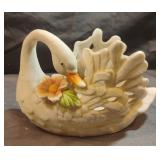 Vintage ceramic swan planter