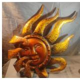 The Wind" Wind Blown Sun Face Tin Metal Garden