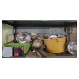 2nd shelf assorted contents, headlights, wax