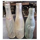 Vtg Pepsi and coke glass bottles