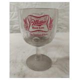 Vintage Miller Beer Stemmed Goblet Glass 6" Tall