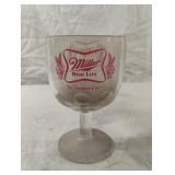 Vintage Miller Beer Stemmed Goblet Glass 6" Tall