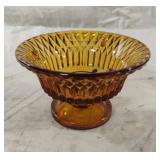 Vintage amber glass pedestal candy dish