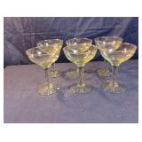 Set of 6 green tinted wine glasses