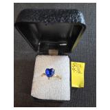 Size 9.5 blue heart fashion ring