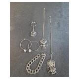 Jewelry lot, silvertone,  earrings, bracelet