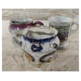 Vintage porcelain mustache mugs