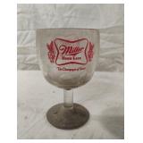 Vintage Miller Beer Stemmed Goblet Glass 6" Tall