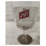 Vintage Schlitz Beer Stemmed Goblet Glass 6" Tall